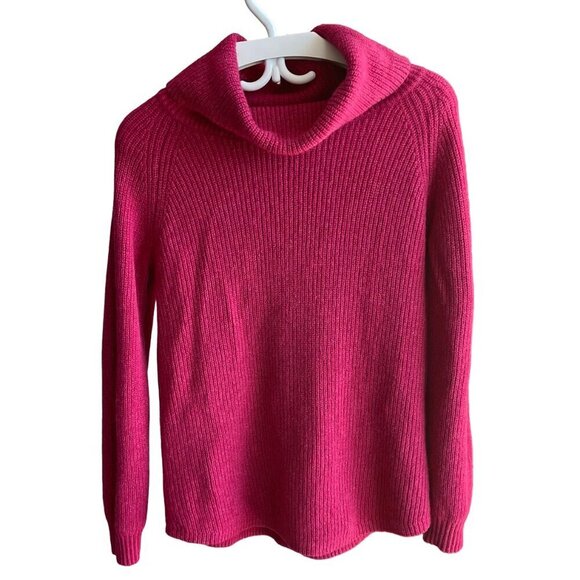 TAHARI Dark Pink Cowl Neck Sweater Merino Wool Blend Raspberry Women's Medium - Picture 2 of 13